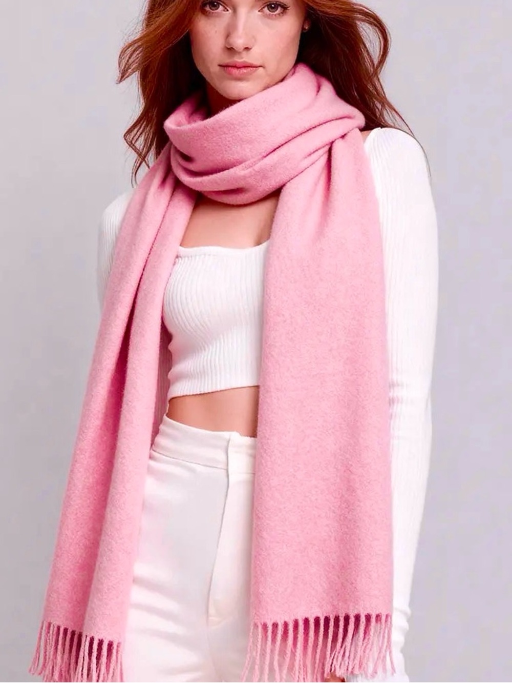 Luxe 100% Cashmere Made in Scotland Oversized Wrap Shawl Scarf Throw Soft Pink - Picture 3 of 4